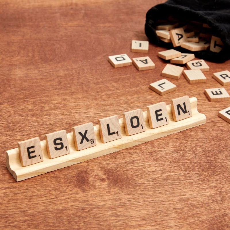 Infinite Curiosity Bright Creations Wooden Scrabble Tile Holder - Game Organizer with Scrabble Trays - Craft Display for Letter Tiles - Space-Saving Racks - Pack of 12, Brown, 7.5 x 0.75 x 0.85 in - Image 3